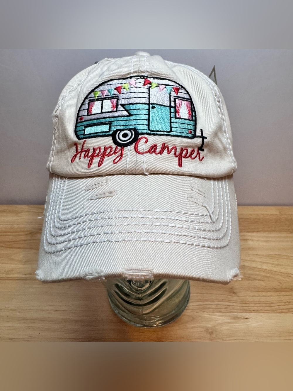 KBETHOS Vintage Happy Camper Tan Hat